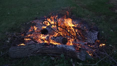 Flames-of-camp-fire-burning-in-cinematic-slow-motion