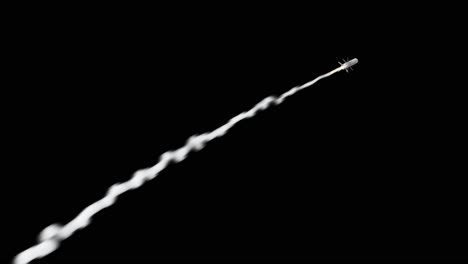 Isolated-launching-Missle-Flying-in-Black-solid-Background
