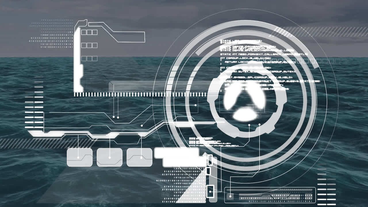 Animation of data processing over sea