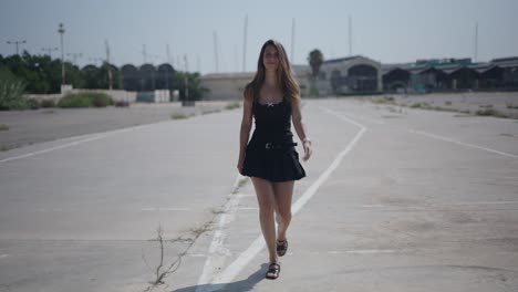 woman walking in urban area