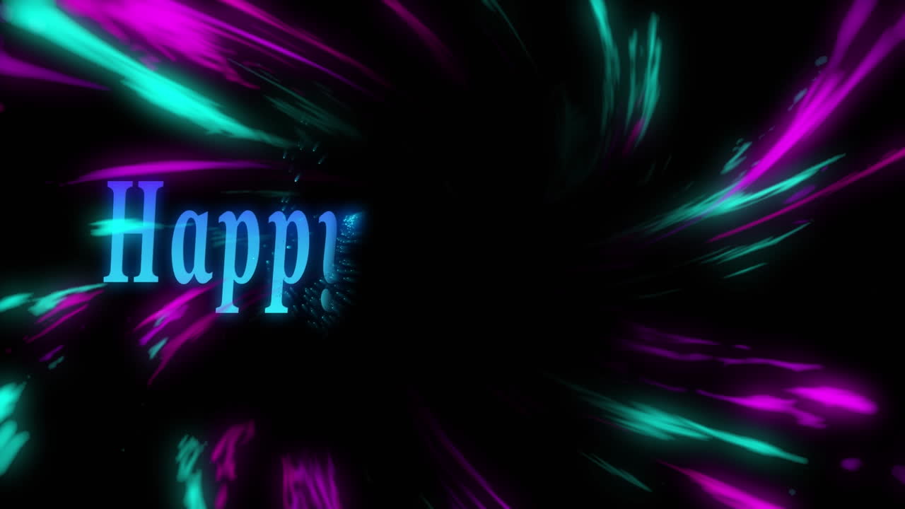 새해 축하 의 애니메이션 은 배경 에 반 ⁇ 이는 빛 의 길 위 에 있다