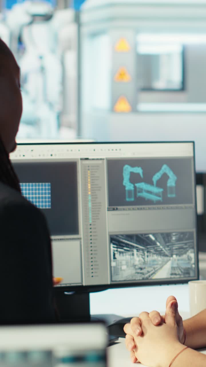 Vertical Video Photovoltaics Factory Manager Chatting With Engineer About Energy Production