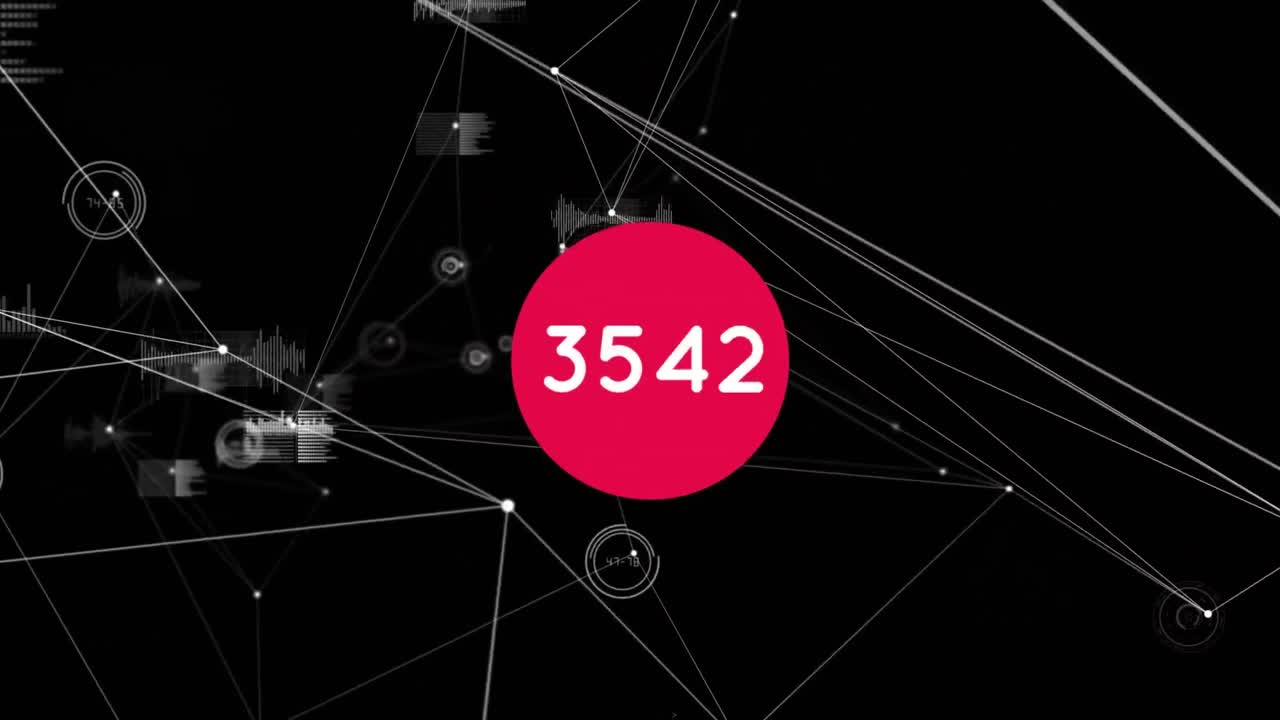 animación de números que cambian a través de la red de conexiones