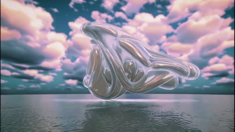 escultura líquida abstracta en el cielo