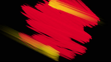 Spritzende-Rote-Und-Gelbe-Kunstpinsel-Auf-Schwarzem-Farbverlauf