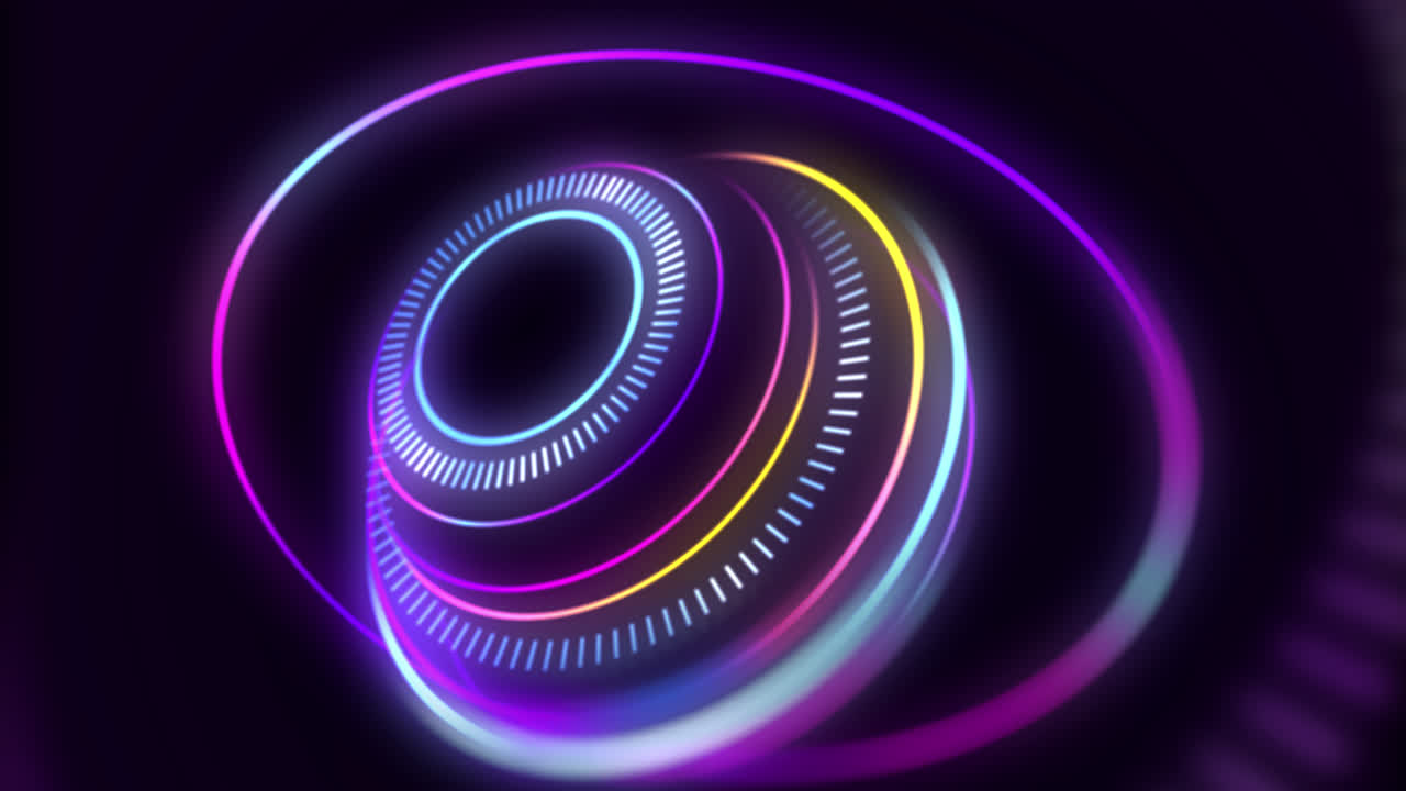 Abstract Neon Light Spirals and Circles