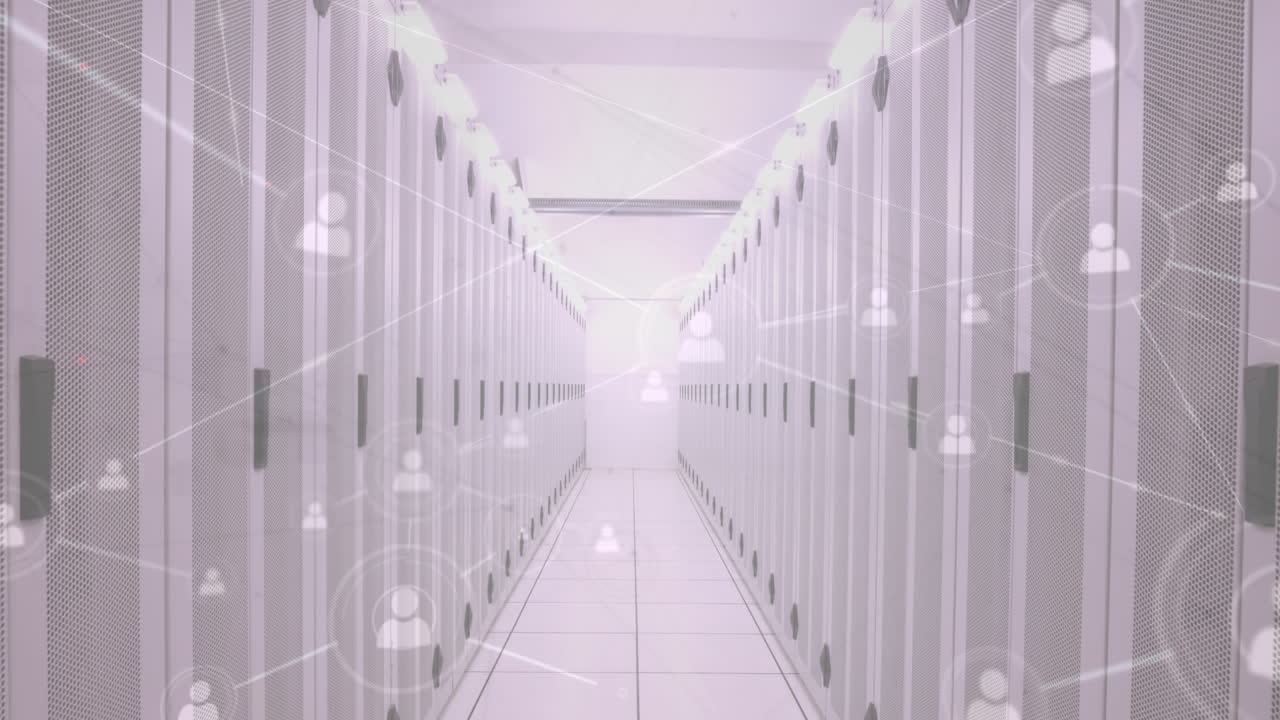 animación de la red de conexiones a través de servidores informáticos