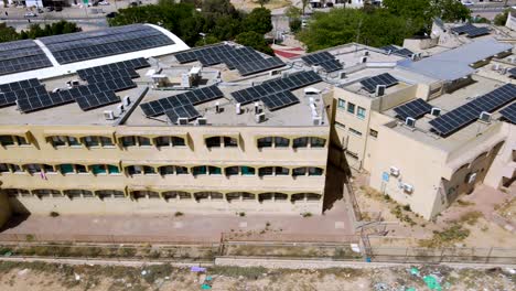 solar panels on the roof of a school in a bedouin village in the negev in southern israel