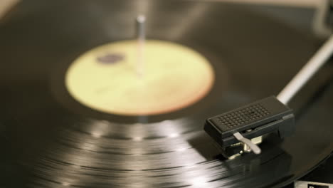 lp record spinning on a vintage turntable