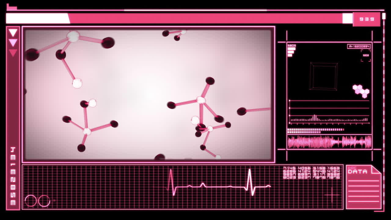 분자를 보여주는 디지털 인터페이스