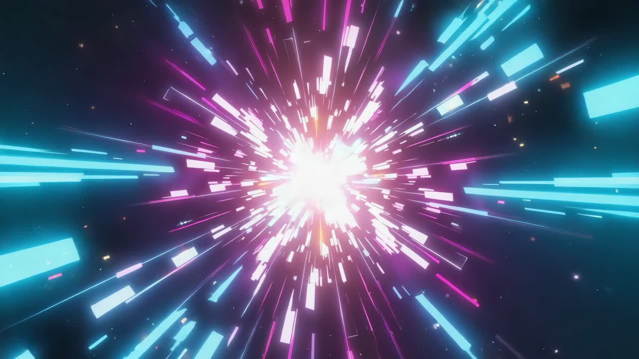 Abstract Space Tunnel with Neon Lights