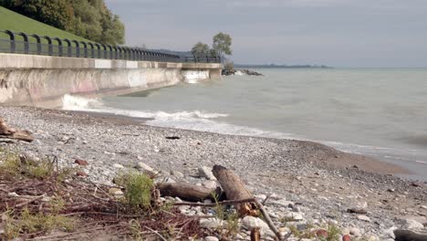 Water-front,-Beach-with-breakwall-and-waves