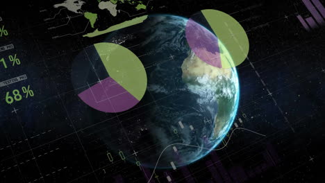 animación de las estadísticas y el procesamiento de datos digitales en todo el mundo