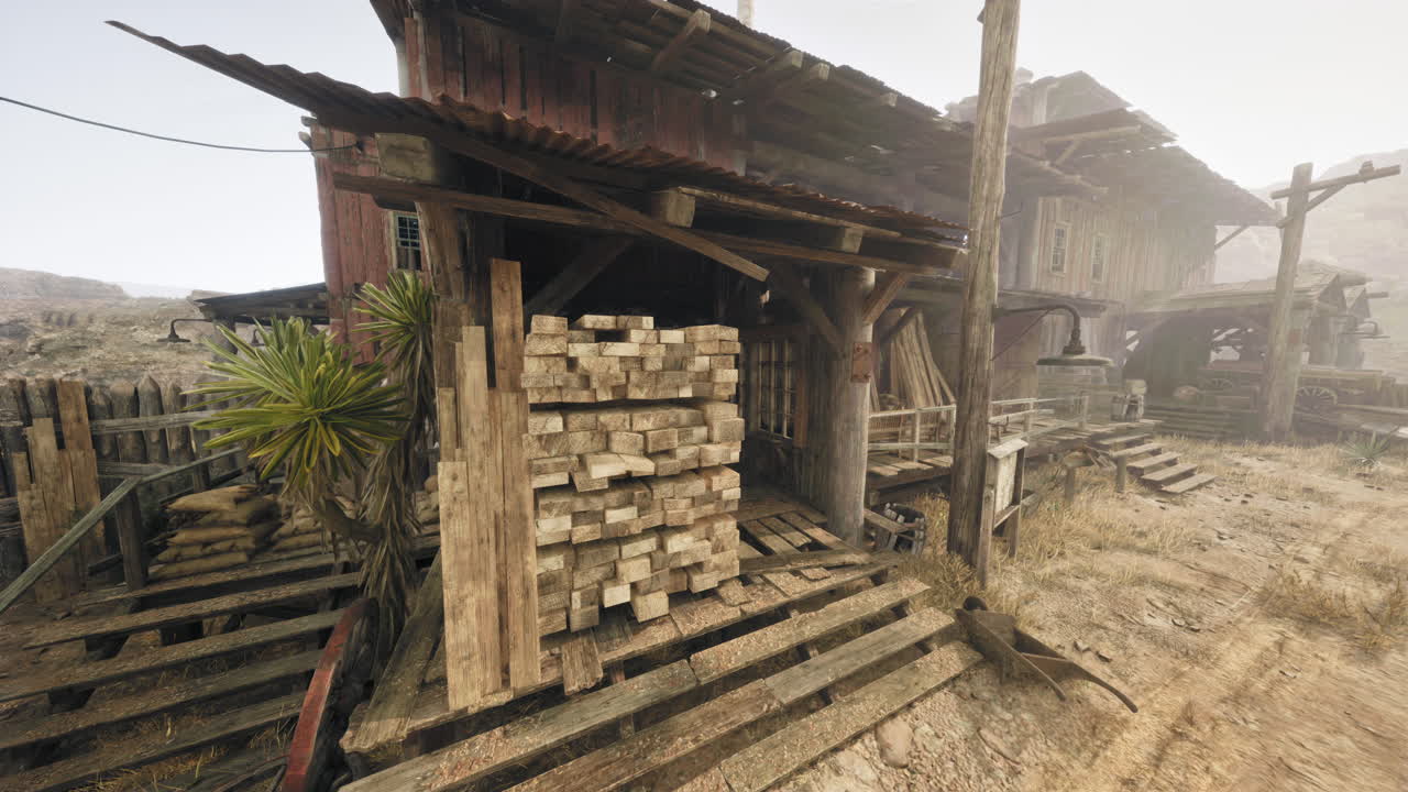 사막 에 있는 버려진 목재 공장