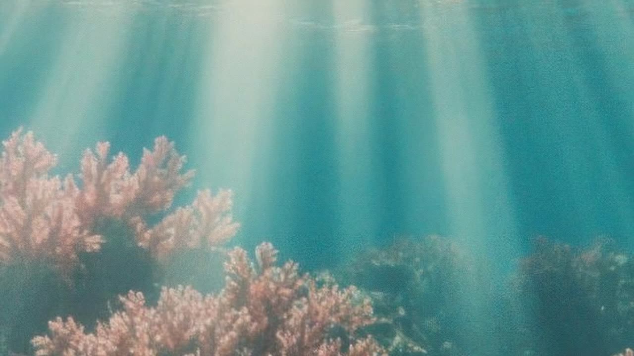 Underwater video of vibrant coral reef from a low-angle perspective, showcasing intricate textures
