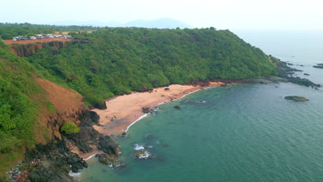 Drohnenaufnahme-Von-Cola-Beach,-Goa,-Indien,-4k