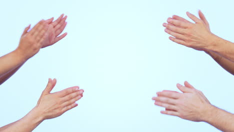 applause, celebration and group of hands in studio