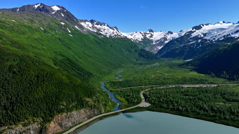 alaska stunning natural beauty. alaska vast green valleys and snowy mountains offer breathtaking beauty under clear skies