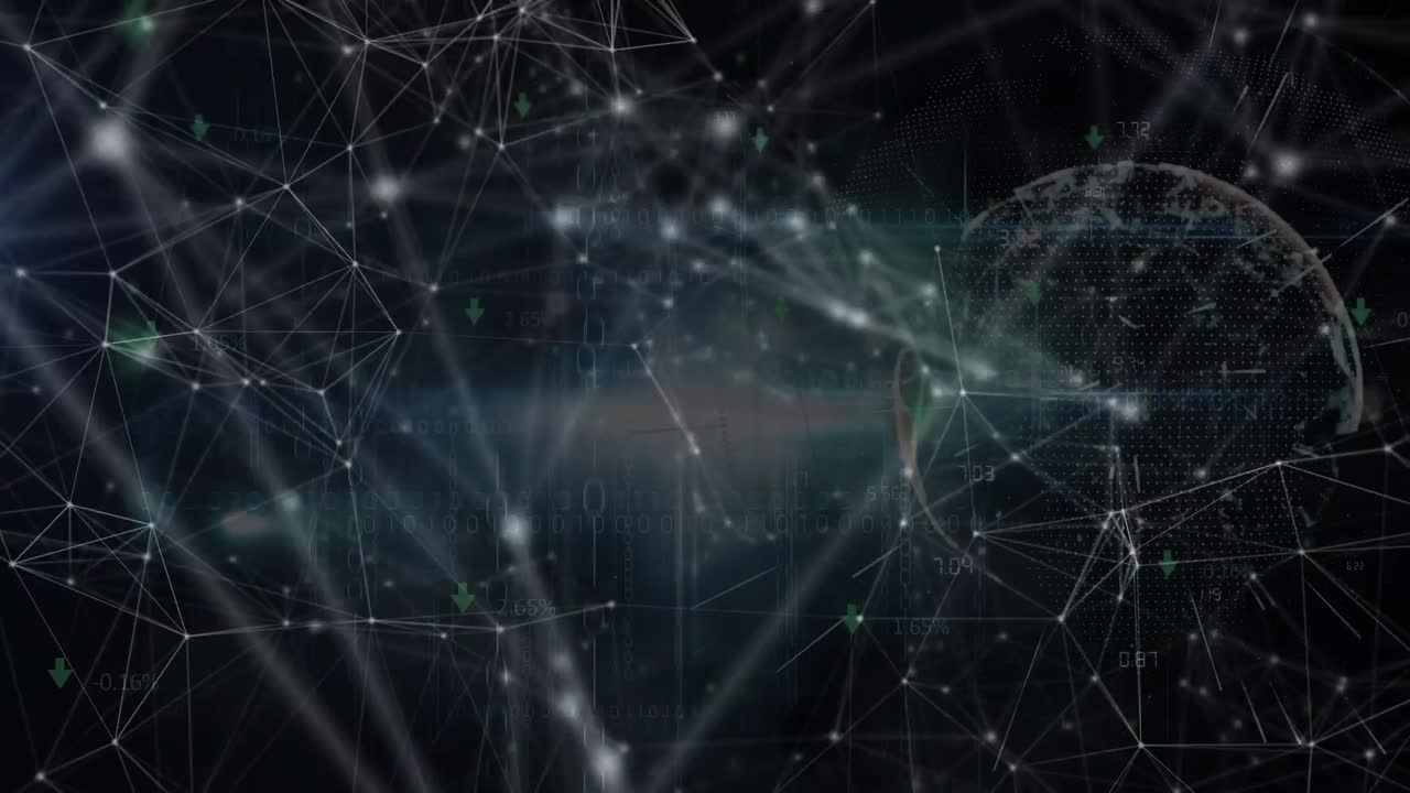 Animation of network of connections over dark background
