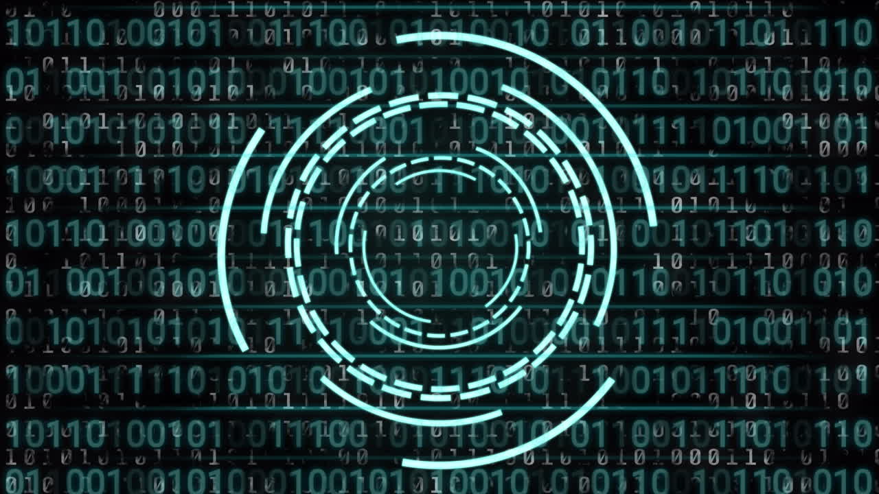 Animation of scope scanning and data processing on black background