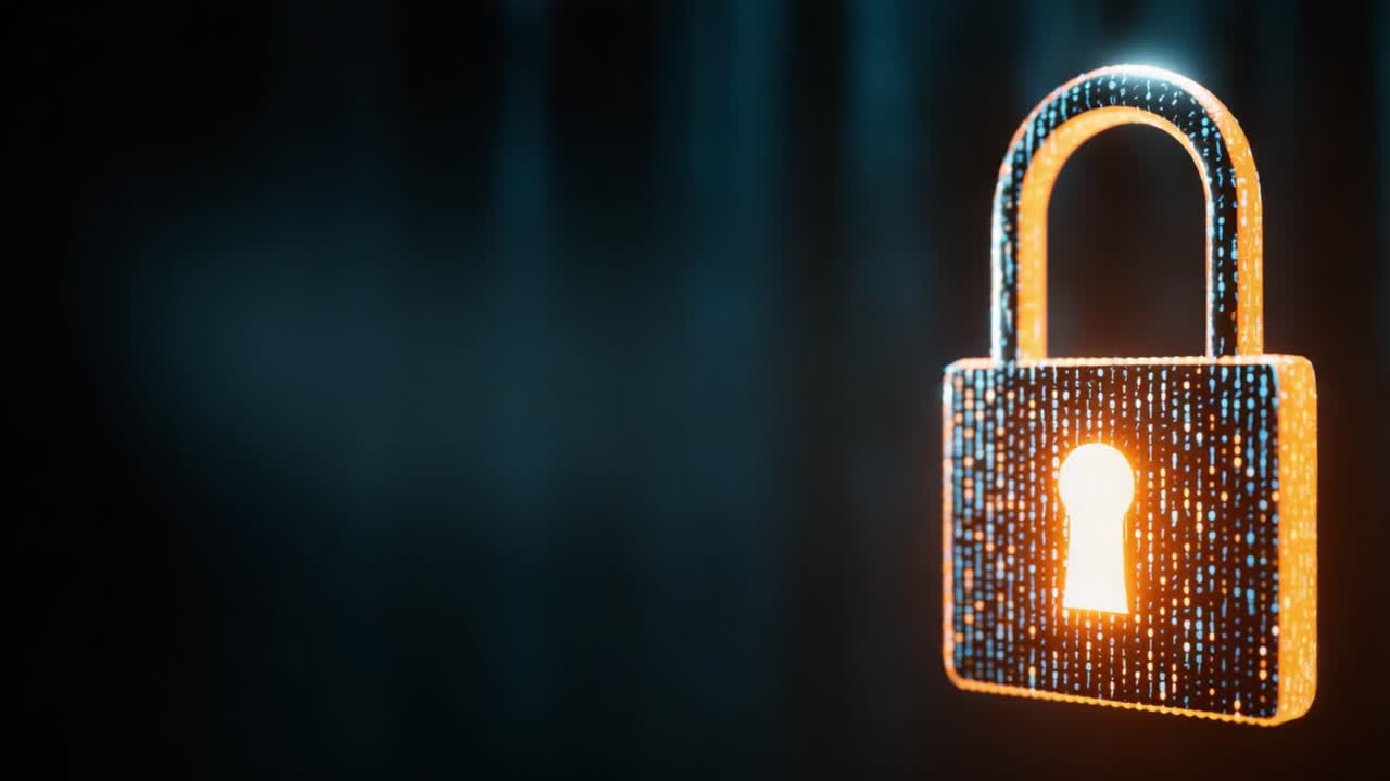 The Evolution of Digital Security: A Journey from Encrypted Lock to Glowing Protection in the Digital Realm with Binary Data Streams