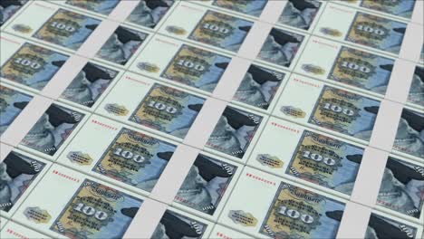 100 deutsche mark germany banknotes printing by a money press