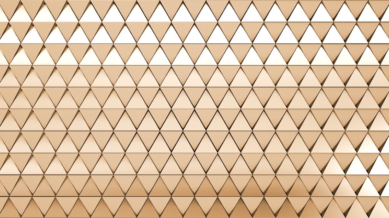 아브스트랙트 골드 메탈릭 트라이글 폴리곤 벽, 골드 그라디언트 트라이 폴리글 벽 배경, 3d 렌더링