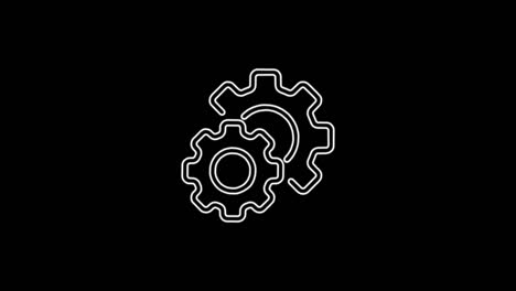 maintenance icon abstract seamless animation of 4k neon lines. beautiful animation of neon lines 4k video close-up.cogwheel gear settings sign