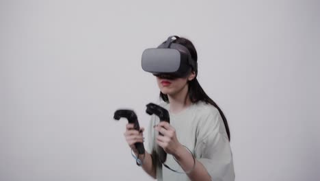 woman playing a vr game