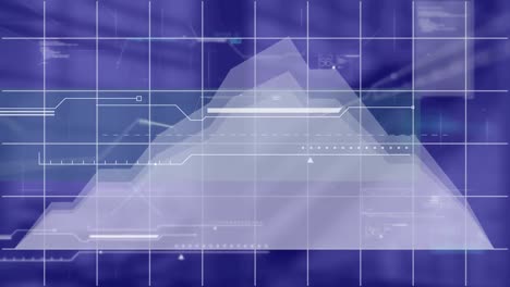 Animation-Der-Statistikaufzeichnung-Und-Datenverarbeitung-Im-Raster-Auf-Violettem-Bildschirm