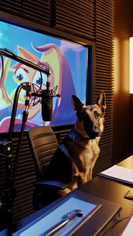 dog in a recording studio