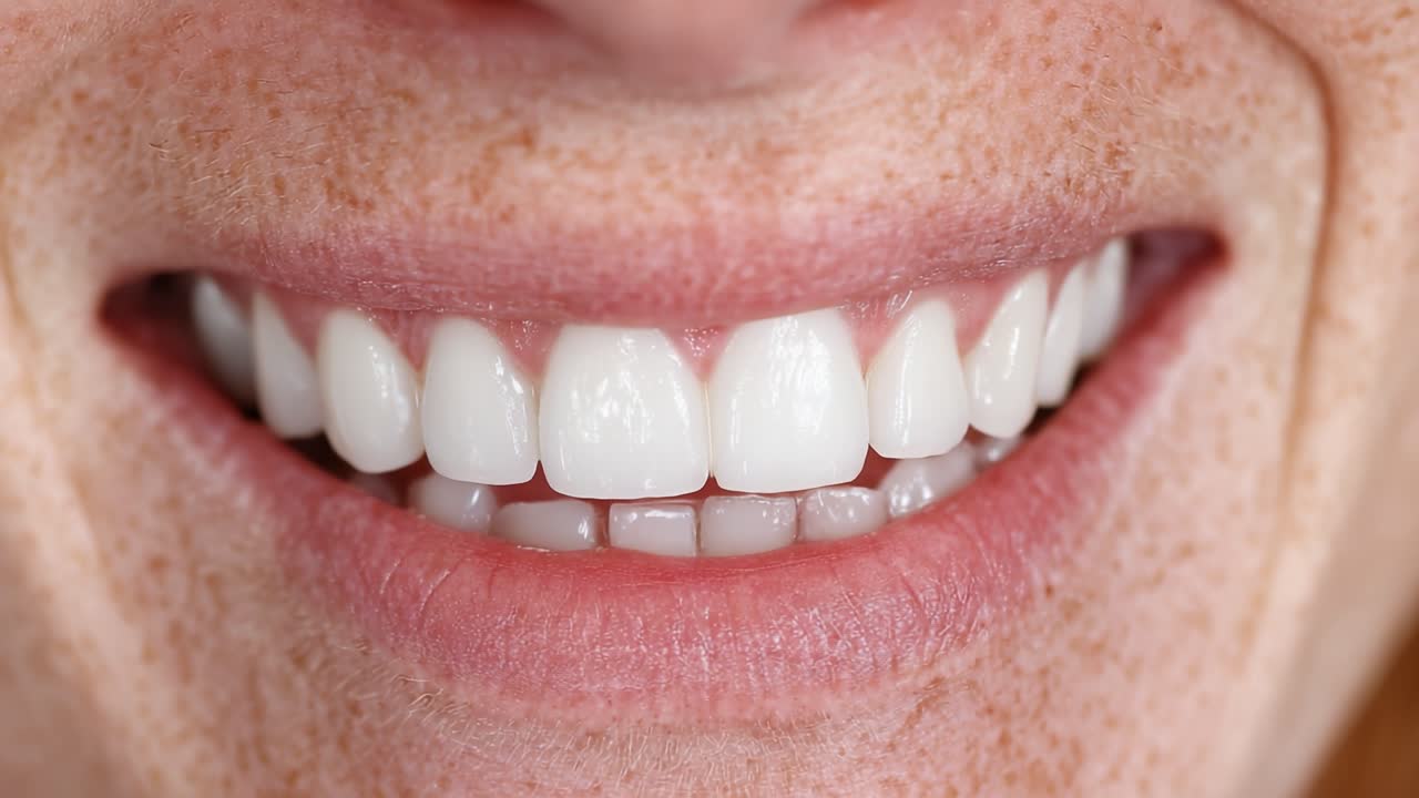 A Close-Up View of a Bright, Healthy Smile Featuring Perfectly Aligned Teeth and Radiant White, Well-Cared-For Gums Highlighting the Importance of Oral Hygiene