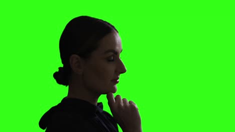 Kaukasische-Frau-Auf-Greenscreen-Hintergrund