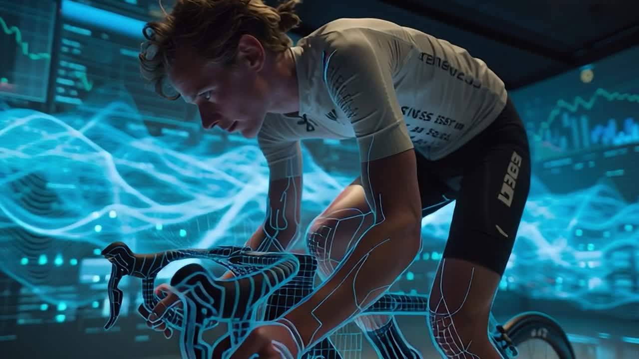 Cyclist utilizes advanced technology for performance training session
