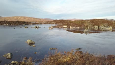 early morning over rannoch moor, scottish highlands winter