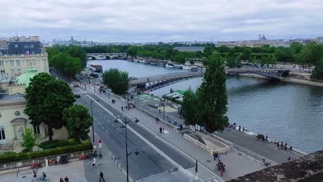 paris street view from the orsay museum top floor during cloudy day