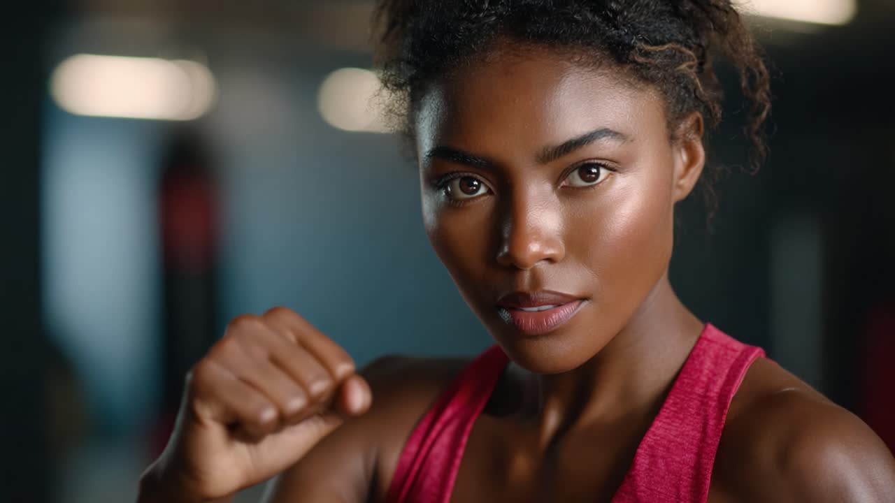 Atleta concentrato che si prepara all'azione: un ritratto di forza, determinazione e perseveranza catturato con illuminazione dinamica ed espressione coinvolgente