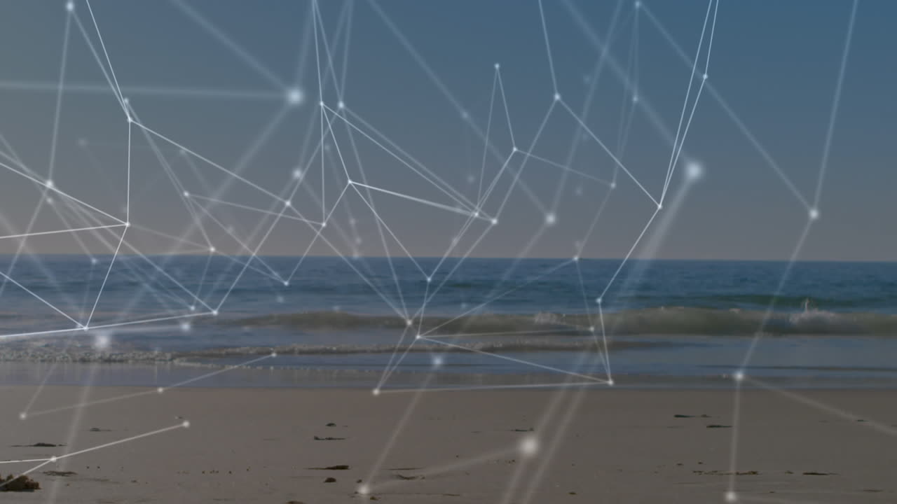 animación de la red de conexiones y procesamiento de datos sobre la mujer corriendo