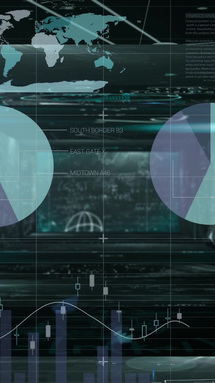 Animation of data processing on black background