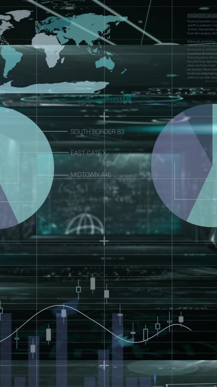 Animation of data processing on black background