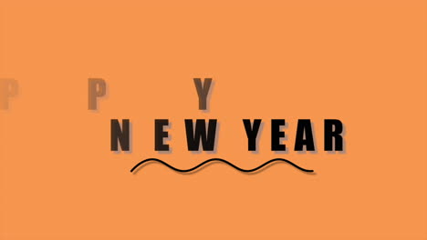 Happy-New-Year-with-waves-line-on-orange-modern-gradient
