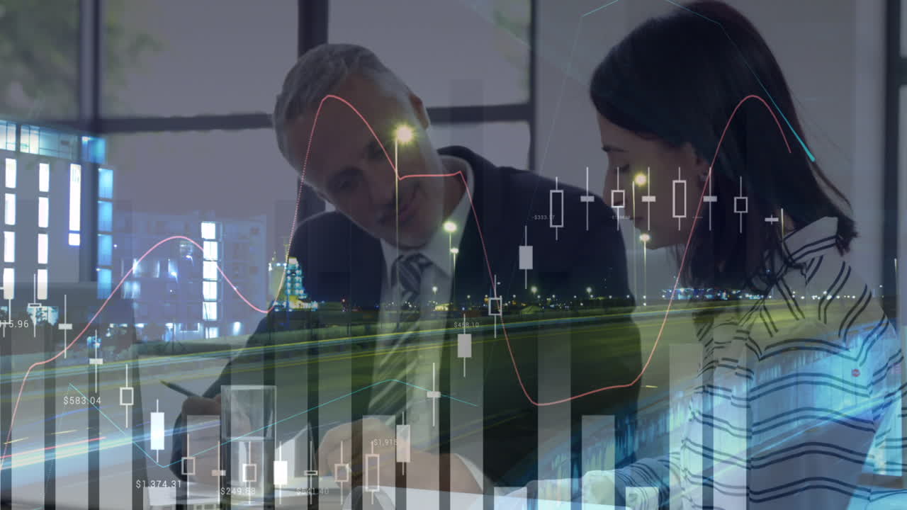 animación del procesamiento de datos financieros sobre las empresas personas