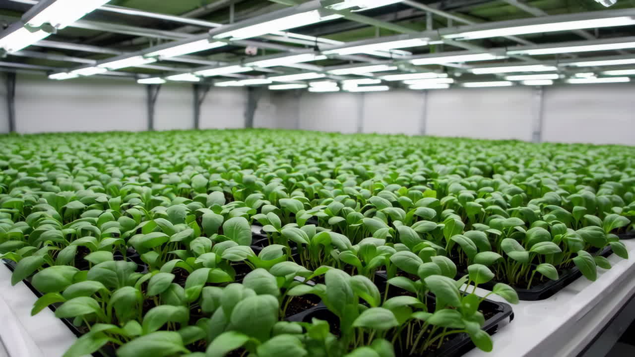 Indoor Vertical Farm with Growing Plants