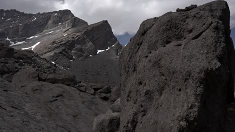 panning view of view of cerro tolosa in mendoza near limit with chile in the andes mountains of argentina