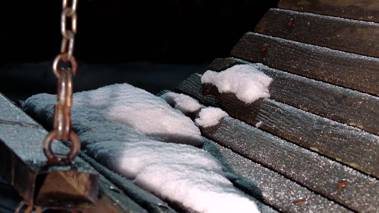 Snowy Swing at Night