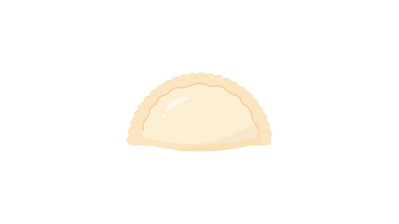Cartoon Animation of a Pastry or Dumpling on White Background