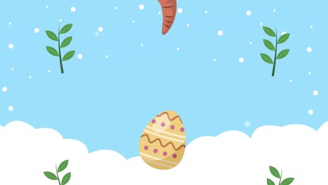 happy easter animation with egg and carrot