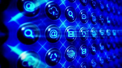 conjunto de iconos web, fondo de comunicación en internet, animación de bucle cg,
