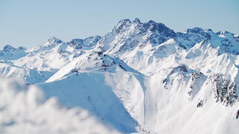 panorama landscape in ischgl ski resort, high alpine ski terrain in austria tirol