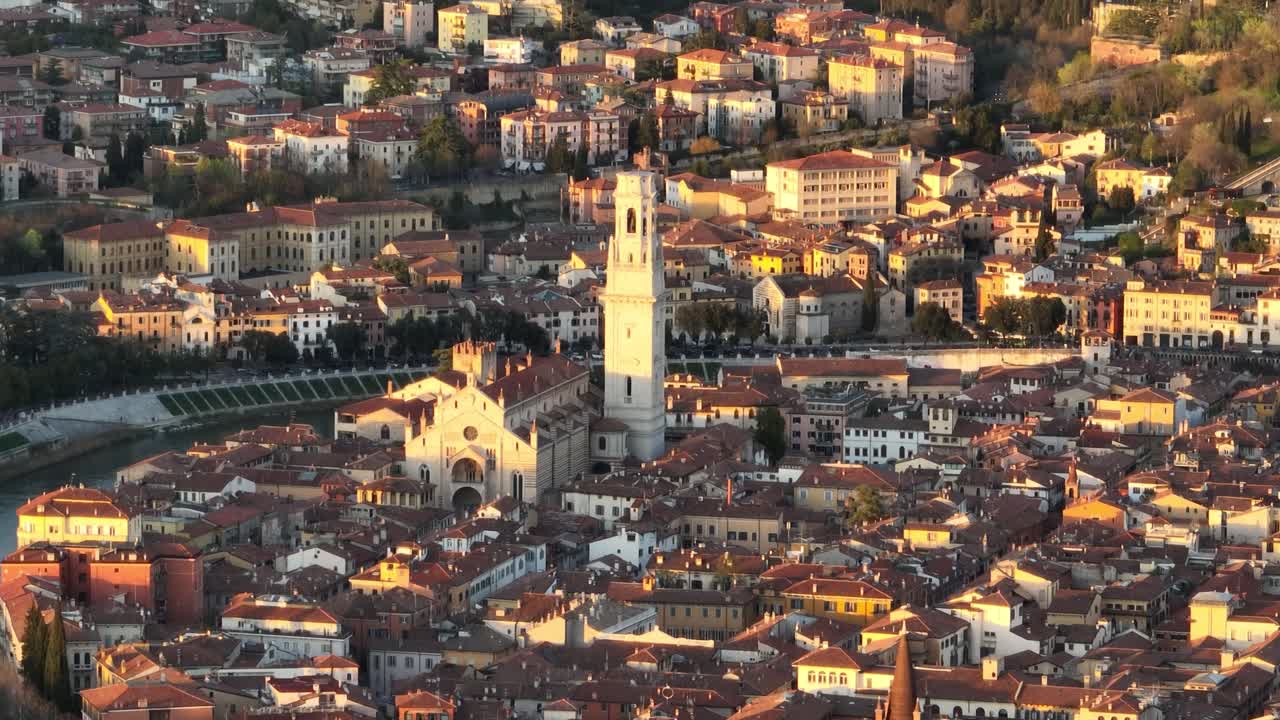 Aerial View of Verona Dome's Bell Tower